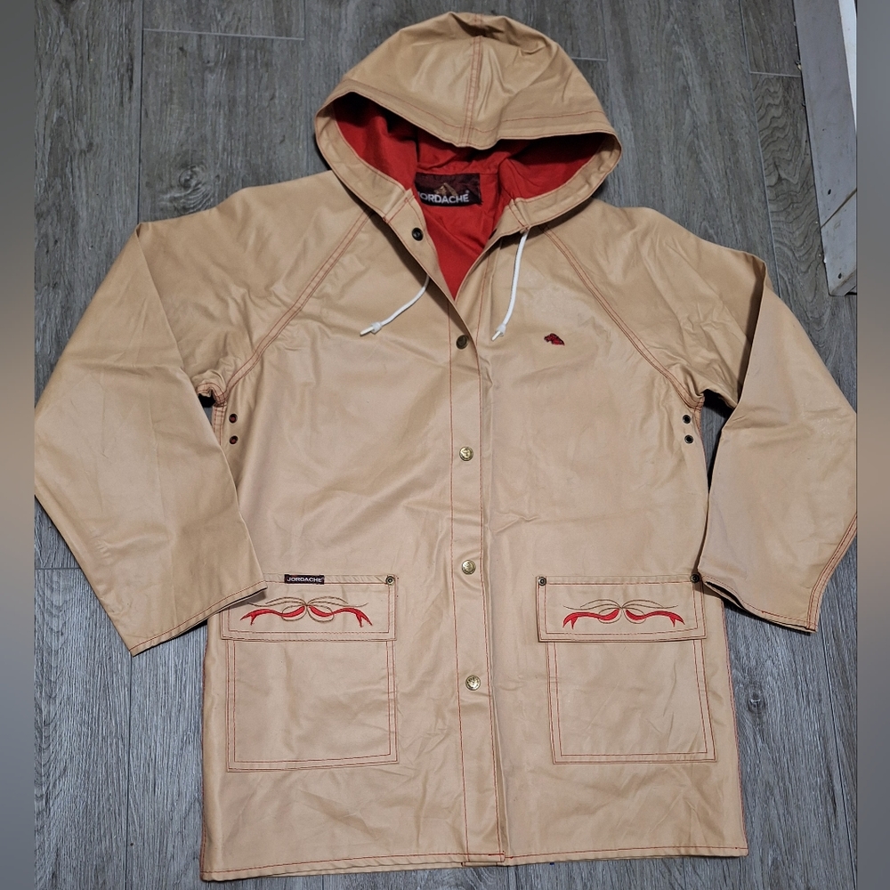 JORDACHE Rain Coat Woman size M Vintage 70's-80's Western Horse Logo